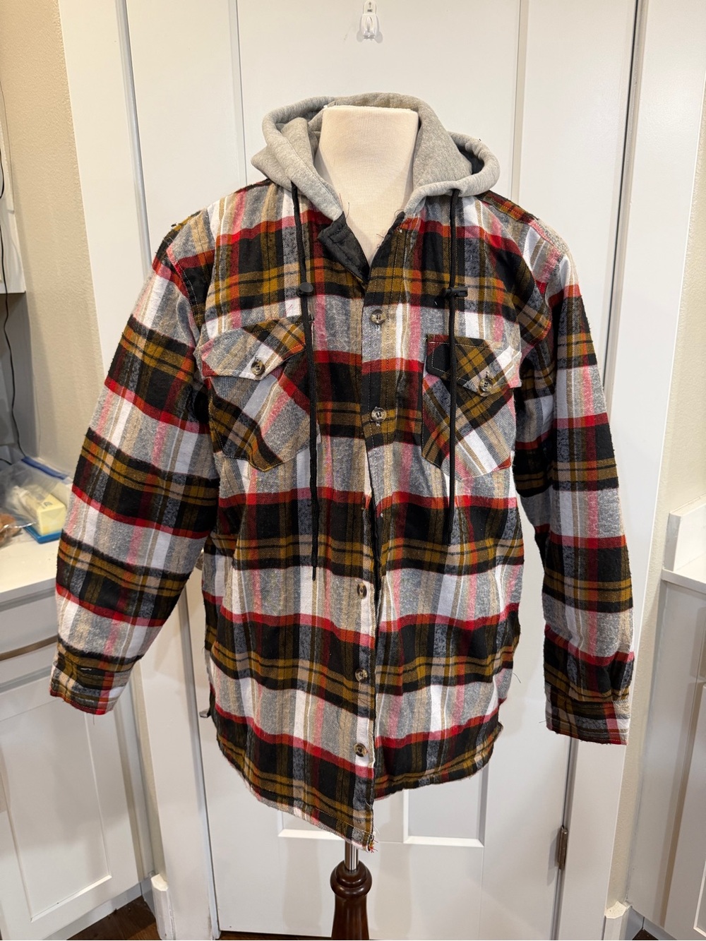 Casual Country NWT Hooded Quilt Lined Flannel Shirt Jacket Mens size Large